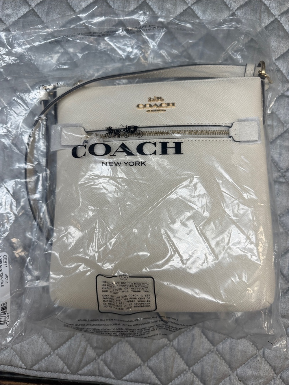 Coach Mini Rowan Chalk crossbody File Bag New